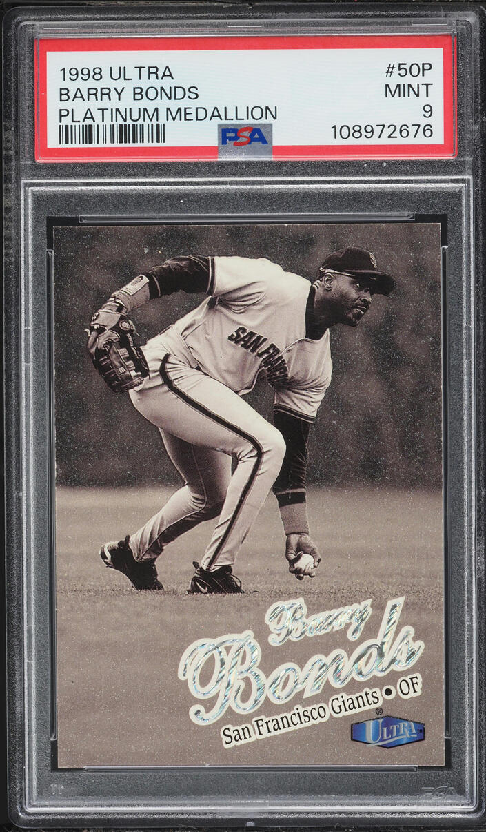 1998 Ultra Platinum Medallion Barry Bonds /100 #50P PSA 9 MINT - Photo 1