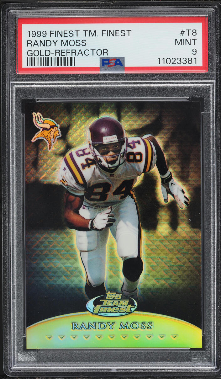 1999 Finest Team Finest Gold Refractor Randy Moss /25 #T8 PSA 9 MINT - Photo 1
