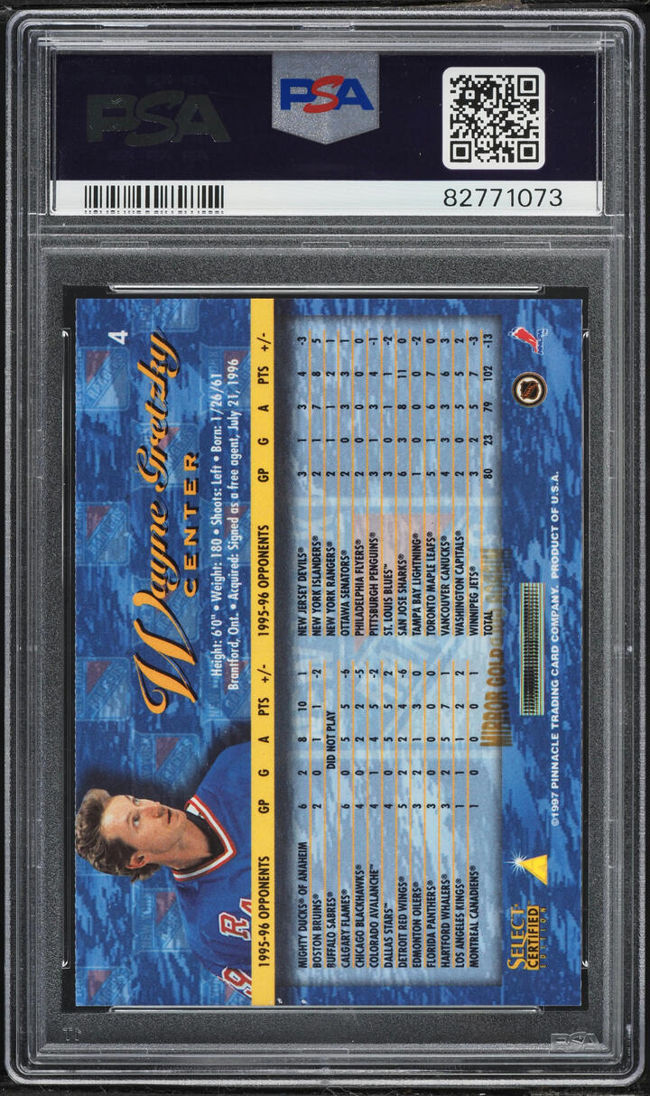 1996 Select Certified Mirror Gold Wayne Gretzky #4 PSA 9 MINT - Photo 2