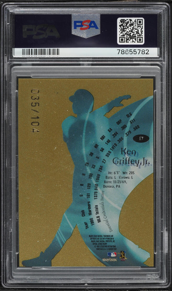 1999 Skybox E-X Essential Credentials Future Ken Griffey Jr. /104 PSA 8 NM-MT - Photo 2