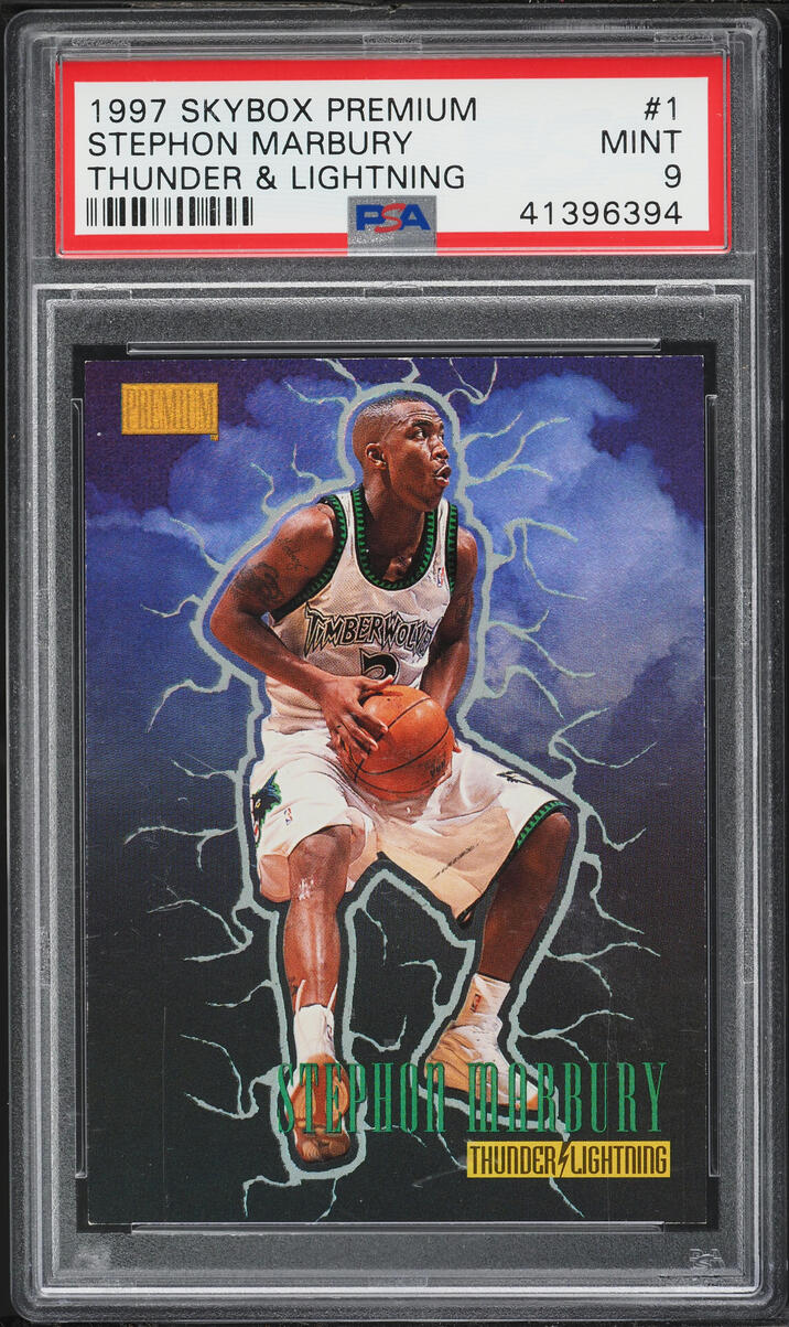 1997 Skybox Premium Thunder & Lightning Stephon Marbury #1 PSA 9 MINT - Photo 1