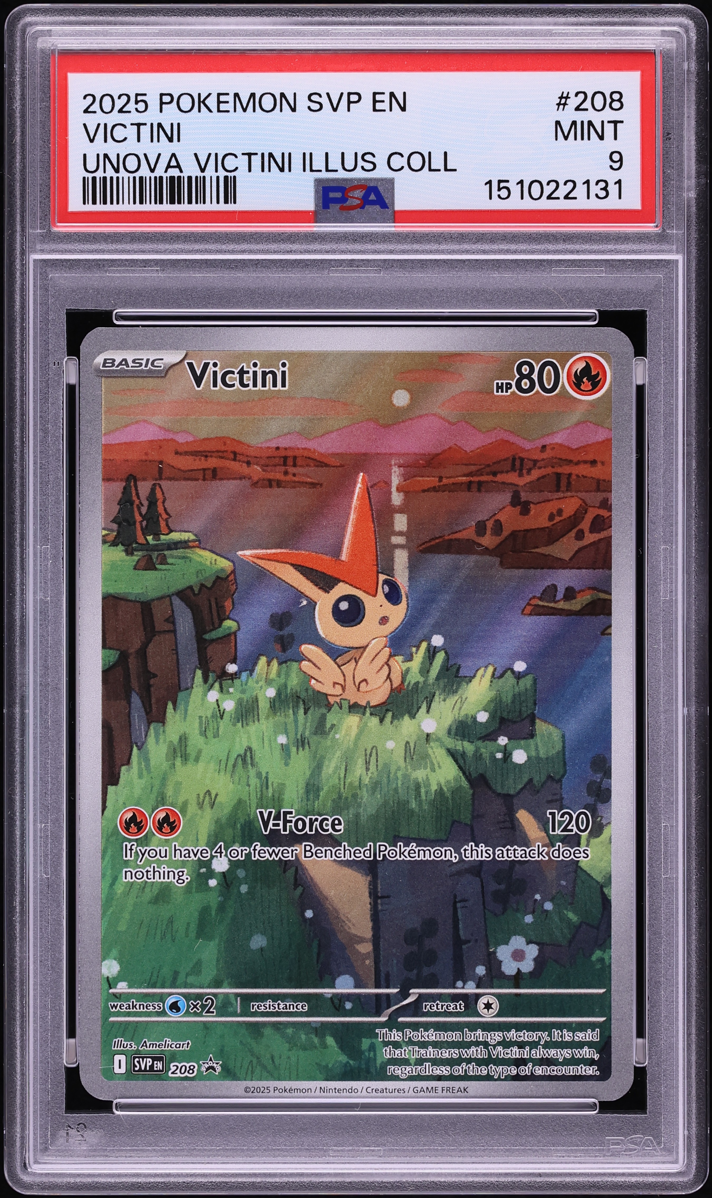 2025 Pokemon Scarlet & Violet Promo Unova Illustration Alt Art Victini #208 PSA 9 MINT