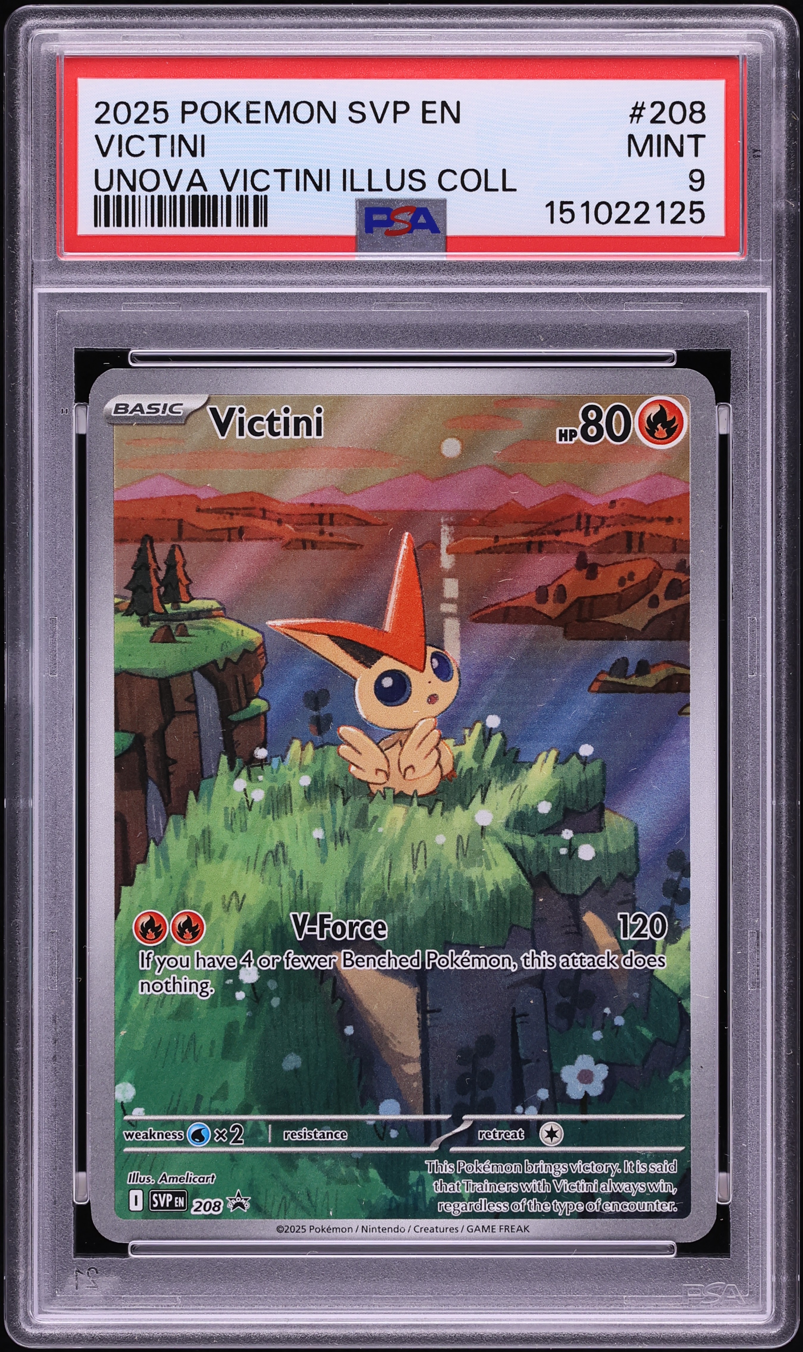 2025 Pokemon Scarlet & Violet Promo Unova Illustration Alt Art Victini #208 PSA 9 MINT