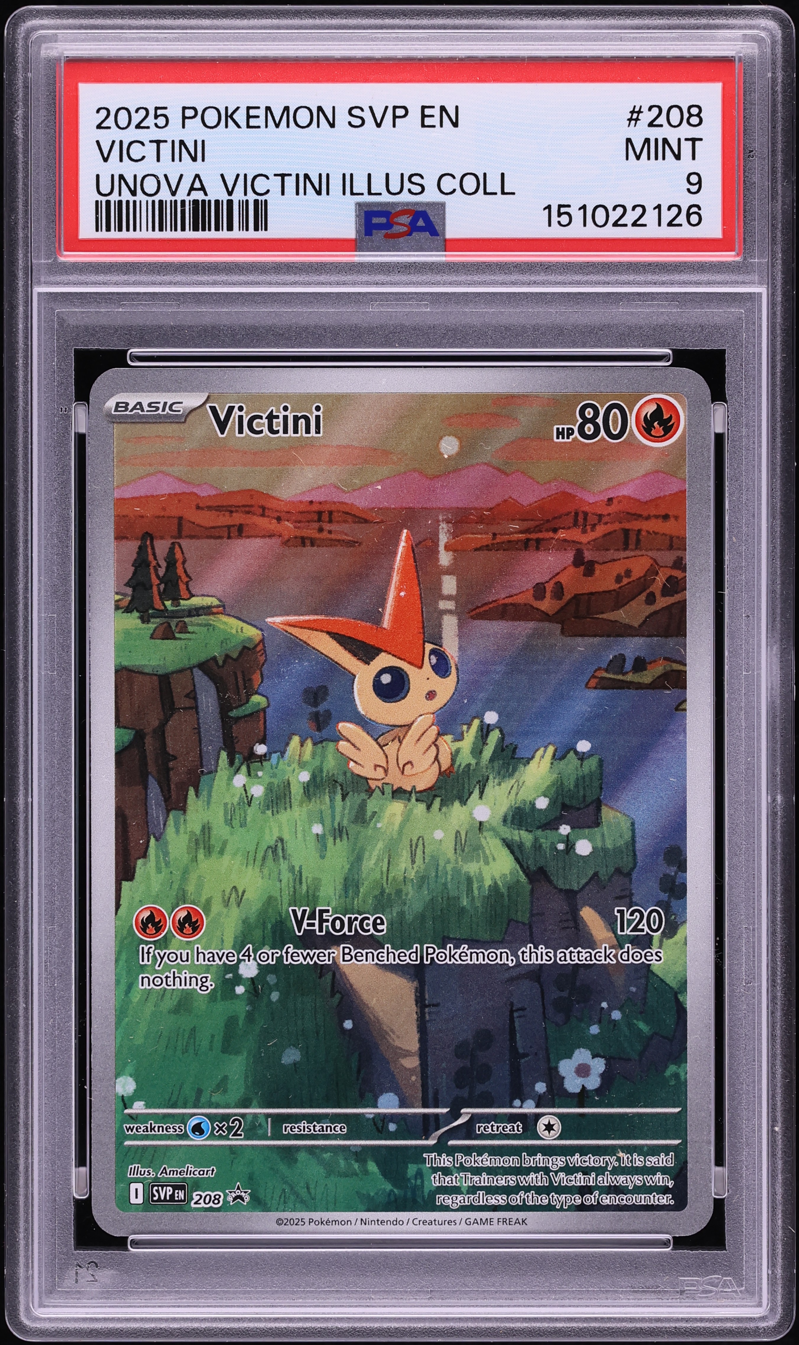2025 Pokemon Scarlet & Violet Promo Unova Illustration Alt Art Victini #208 PSA 9 MINT