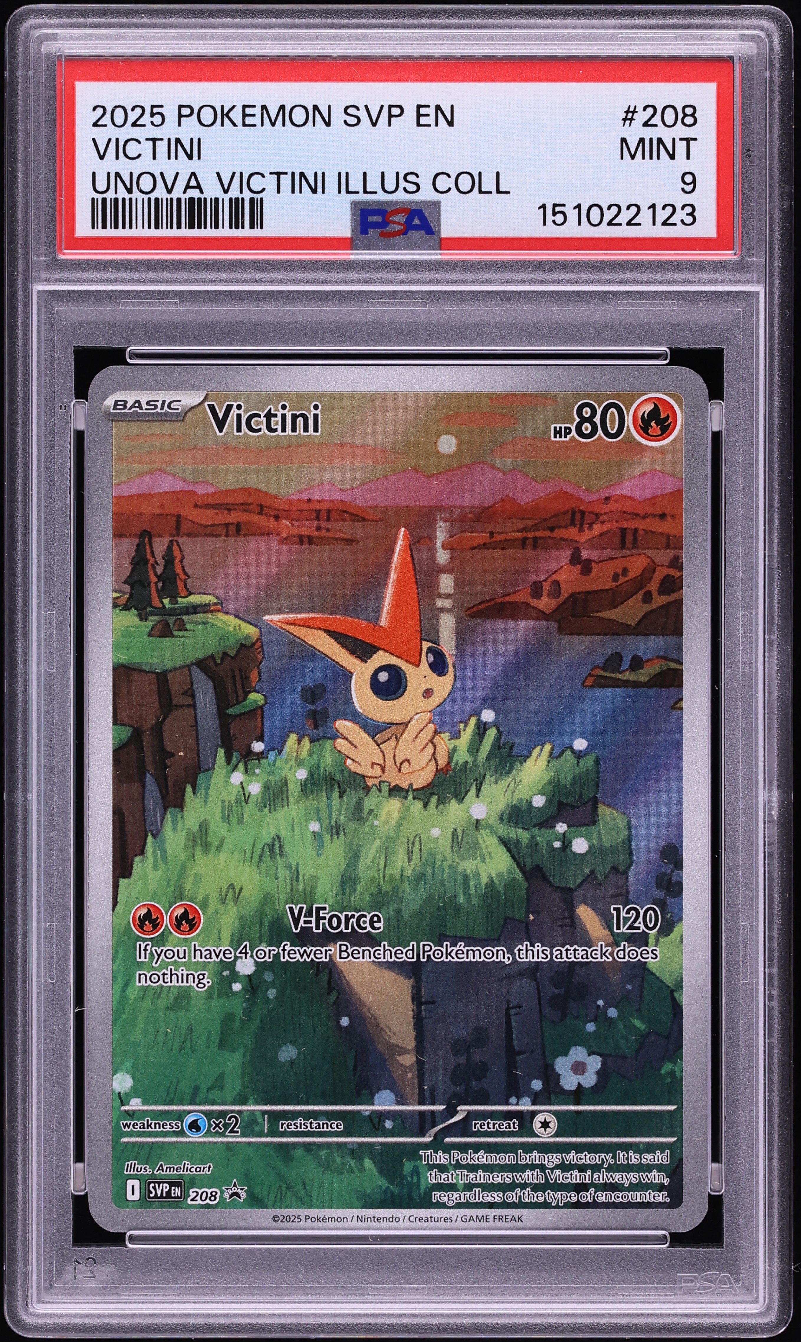 2025 Pokemon Scarlet & Violet Promo Unova Illustration Alt Art Victini #208 PSA 9 MINT