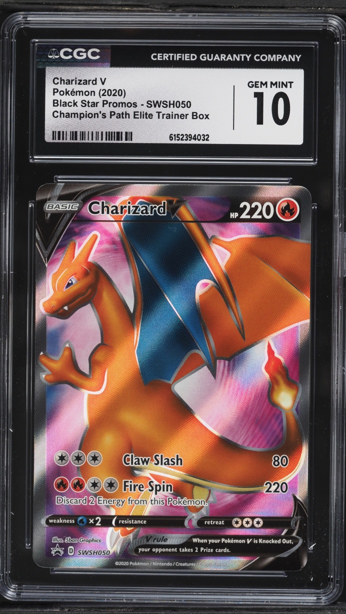 2020 Pokemon Sword & Shield Promo Champion's Path ETB Full Art Charizard V #SWSH050 CGC 10 GEM