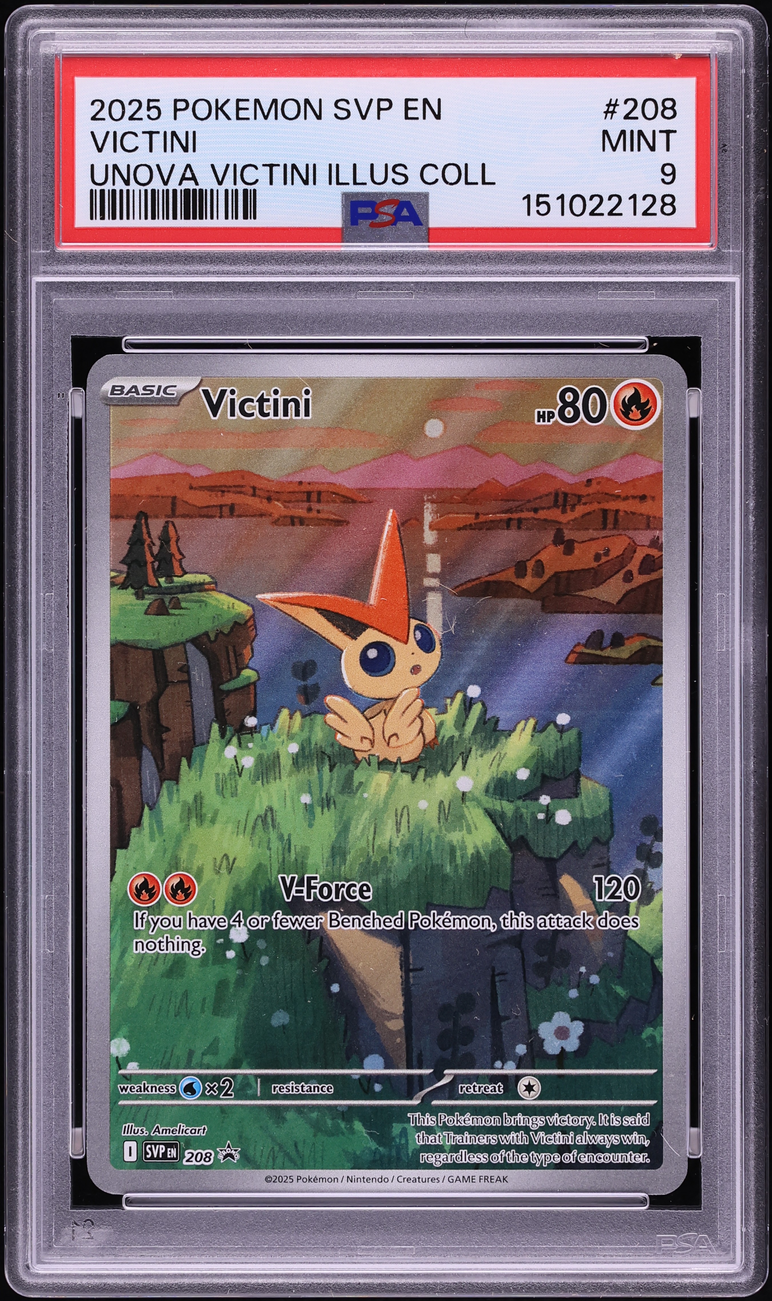 2025 Pokemon Scarlet & Violet Promo Unova Illustration Alt Art Victini #208 PSA 9 MINT