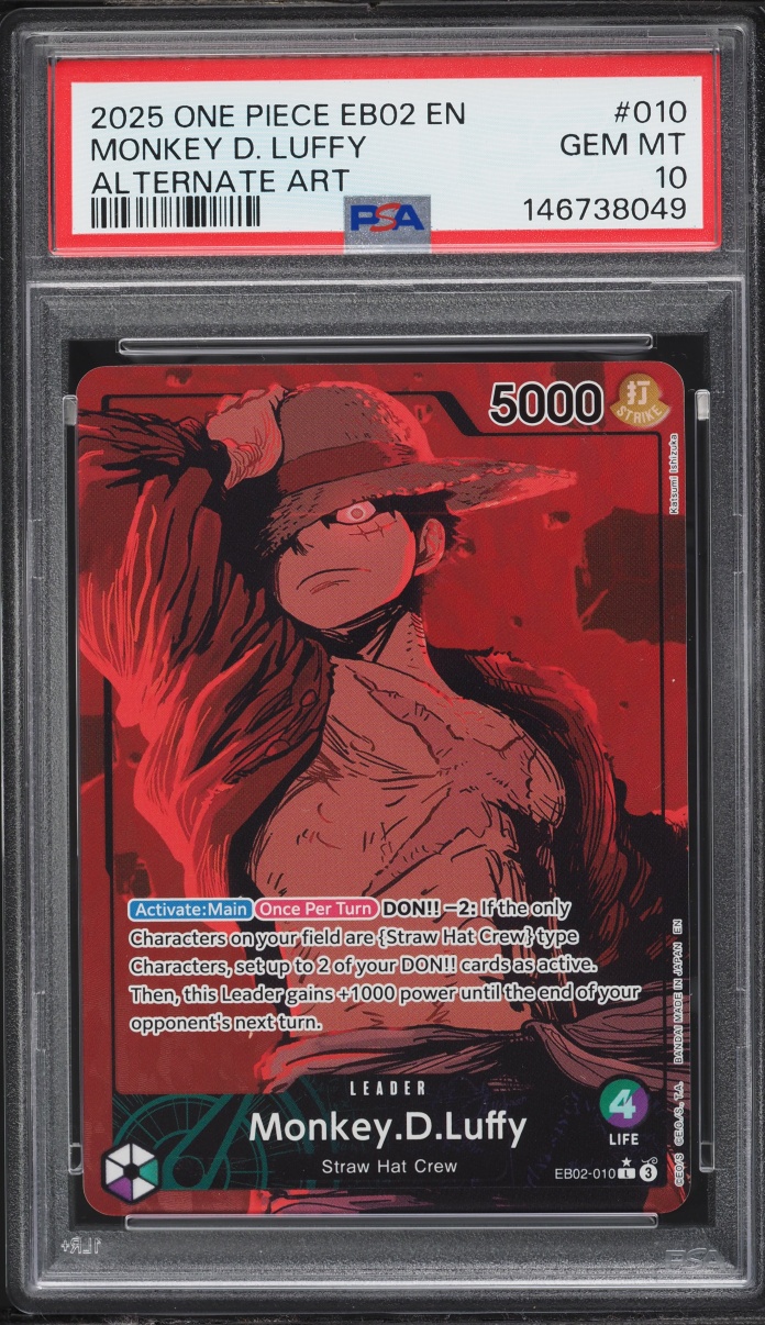 2025 One Piece 25th Collection Alt Art Leader Monkey D. Luffy #EB02-010 PSA 10 GEM MINT