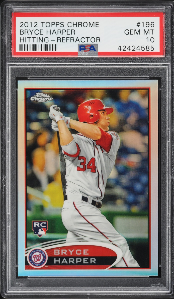 2012 Topps Chrome Hitting Refractor Bryce Harper ROOKIE #196 PSA 10 GEM MINT - Photo 1