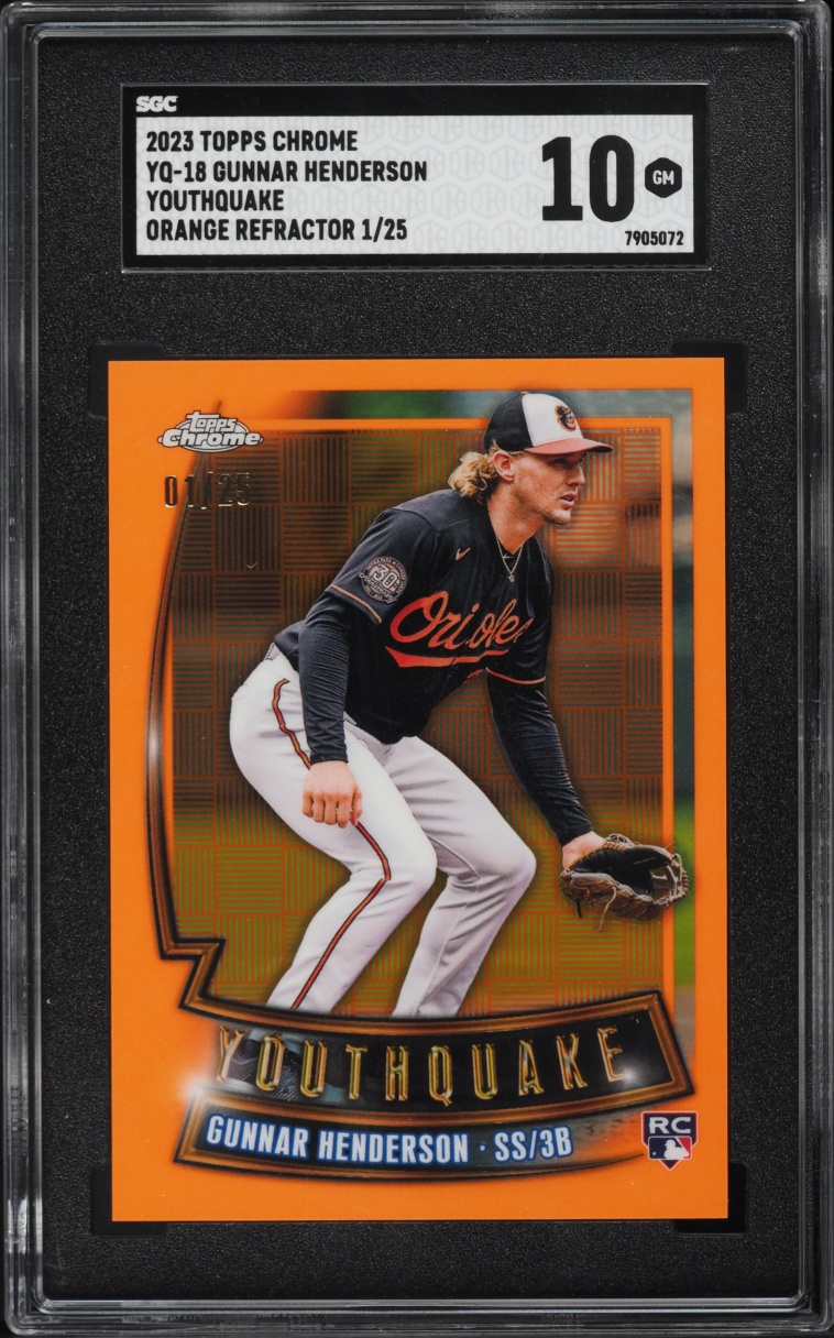 2023 Topps Chrome Youthquake Orange Refractor Gunnar Henderson ROOKIE 1/25 #YQ-18 SGC 10 GEM - Photo 1