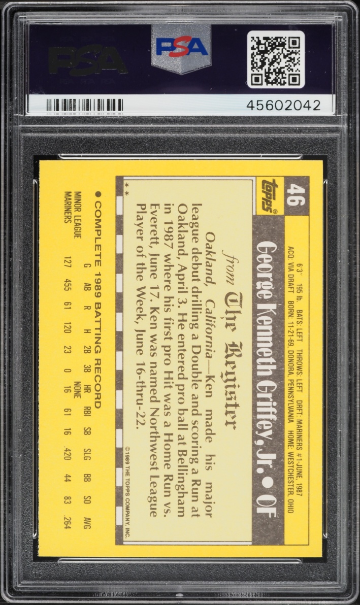 1990 Topps '89 M.L. Debut Ken Griffey Jr. #46 PSA 10 GEM MINT - Photo 2