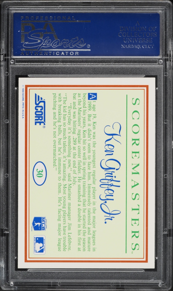 1989 Score Masters Ken Griffey Jr. ROOKIE #30 PSA 10 GEM MINT - Photo 2