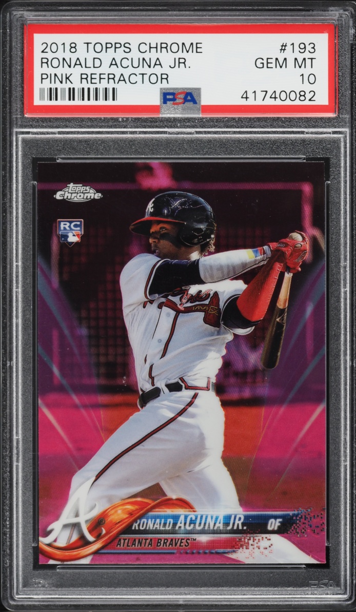 2018 Topps Chrome Pink Refractor Ronald Acuna Jr. ROOKIE #193 PSA 10 GEM MINT - Photo 1