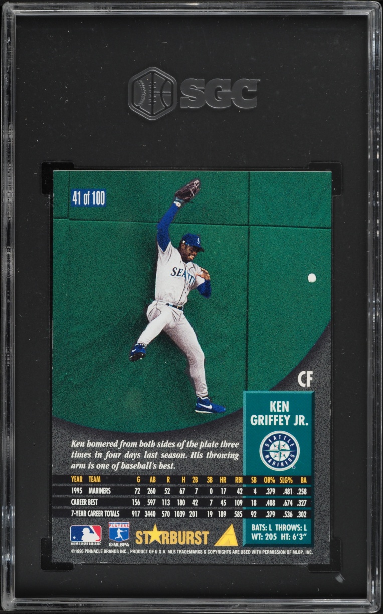 1996 Pinnacle Starburst Artist's Proof Ken Griffey Jr. #41 SGC 9.5 MINT+ - Photo 2