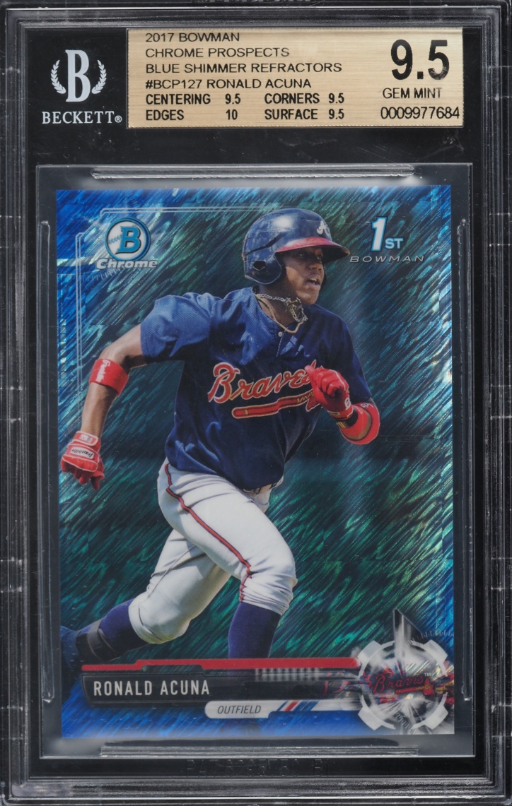 2017 Bowman Chrome Blue Shimmer Refractor Ronald Acuna PROSPECT #BCP127 BGS 9.5 GEM MINT - Photo 1