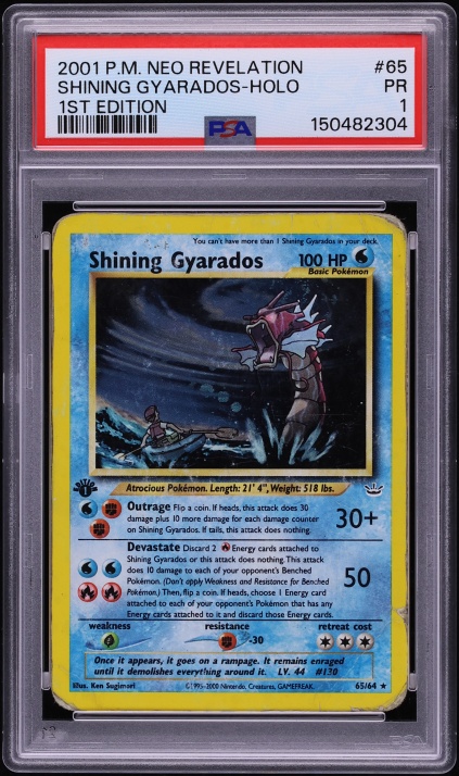2001 Pokemon Neo Revelation 1st Edition Holo Shining Gyarados #65 PSA 1 PR
