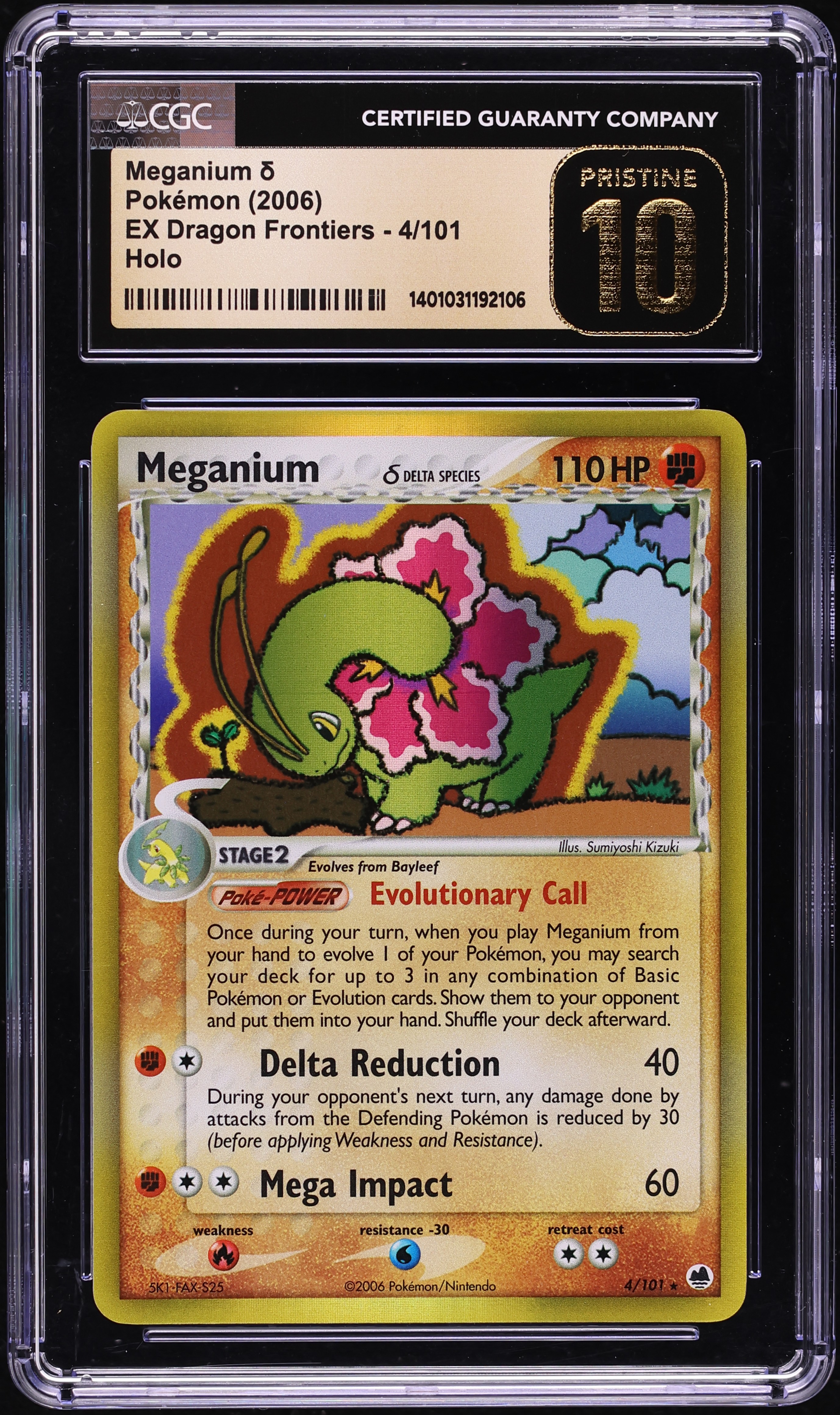 2006 Pokemon EX Dragon Frontiers Holo Meganium #4 CGC 10 PRISTINE