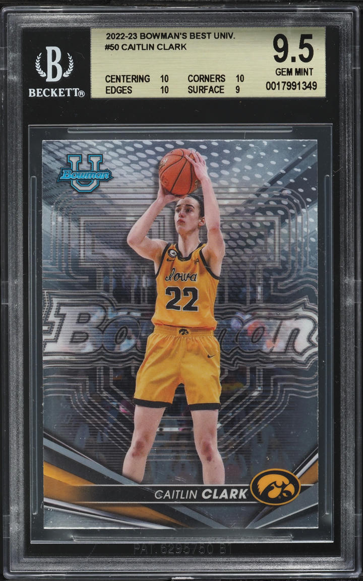 2022 Bowman's Best University Caitlin Clark ROOKIE #50 BGS 9.5 GEM MINT