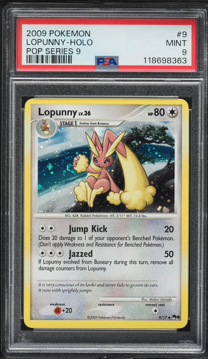 2009 Pokemon Pop Series 9 Holo Lopunny #9 PSA 9 MINT