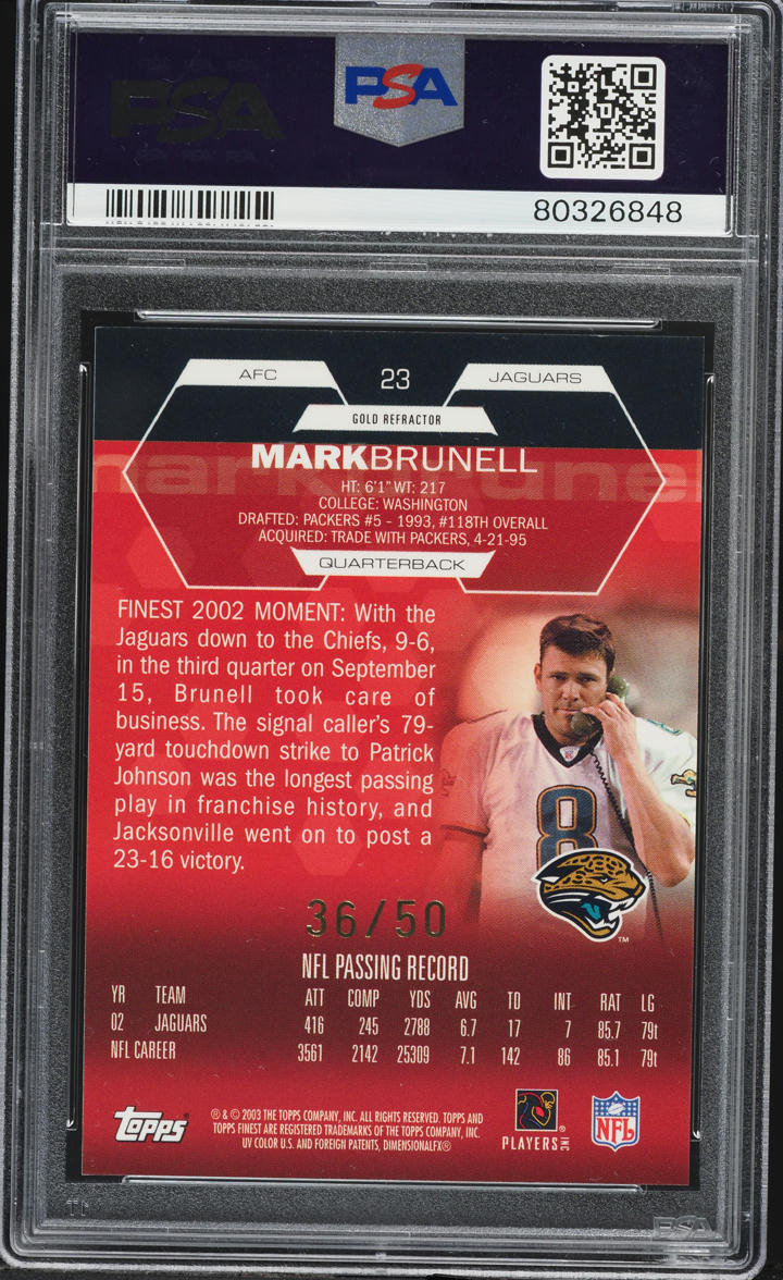 2003 Finest Gold Refractor Mark Brunell /50 #23 PSA 10 GEM MINT