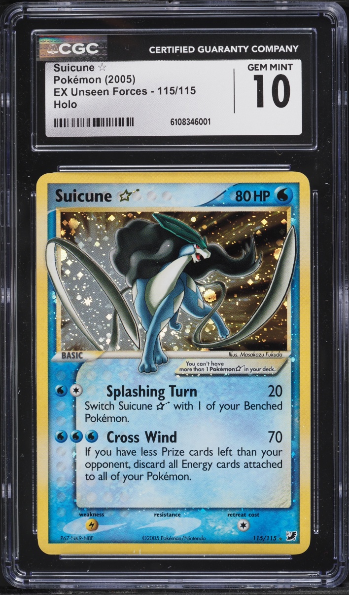 2005 Pokemon EX Unseen Forces Holo Suicune Gold Star #115 CGC 10 GEM MINT