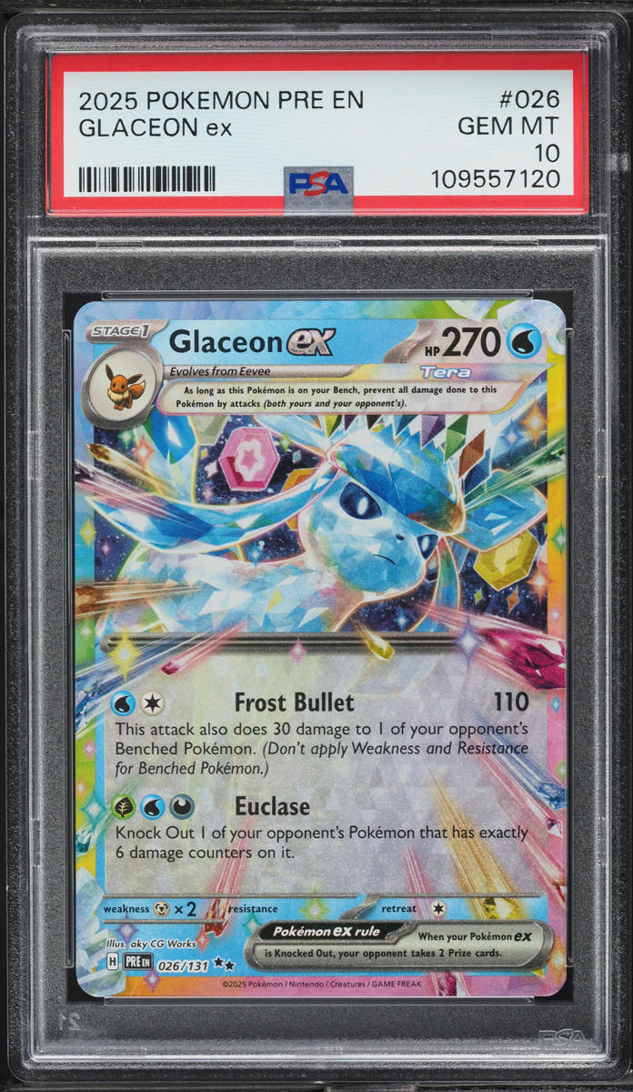 2025 Pokemon SV Prismatic Evolutions Glaceon ex #26 PSA 10 GEM MINT