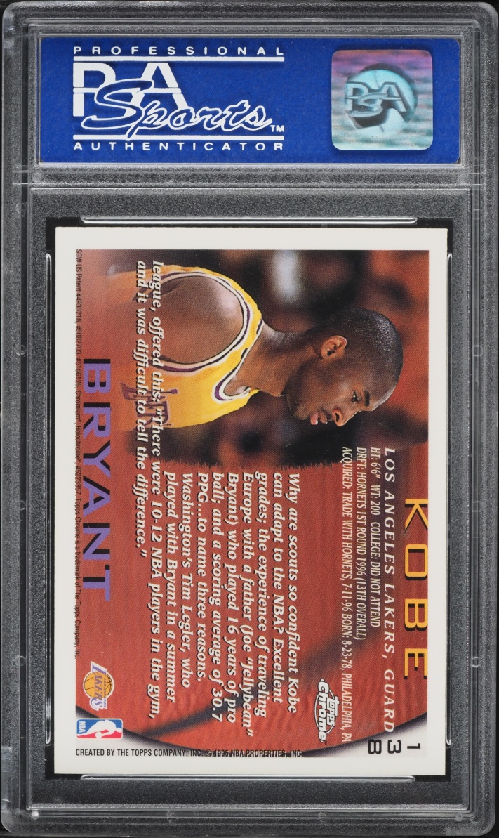 1996 Topps Chrome Kobe Bryant ROOKIE #138 PSA 10 GEM MINT