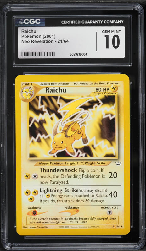 1999 Pokemon Fossil Holo Raichu #14 CGC 7 NRMT on Fanatics Collect