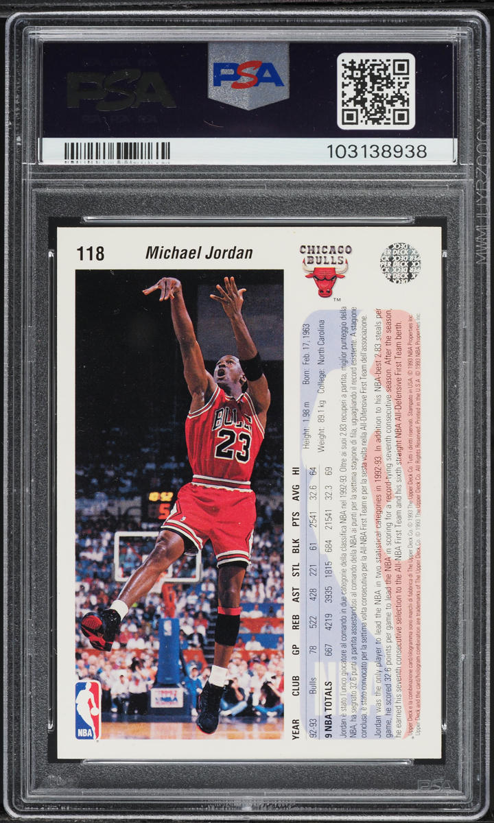 1992 Upper Deck International Italian Michael Jordan #118 PSA 6 EXMT
