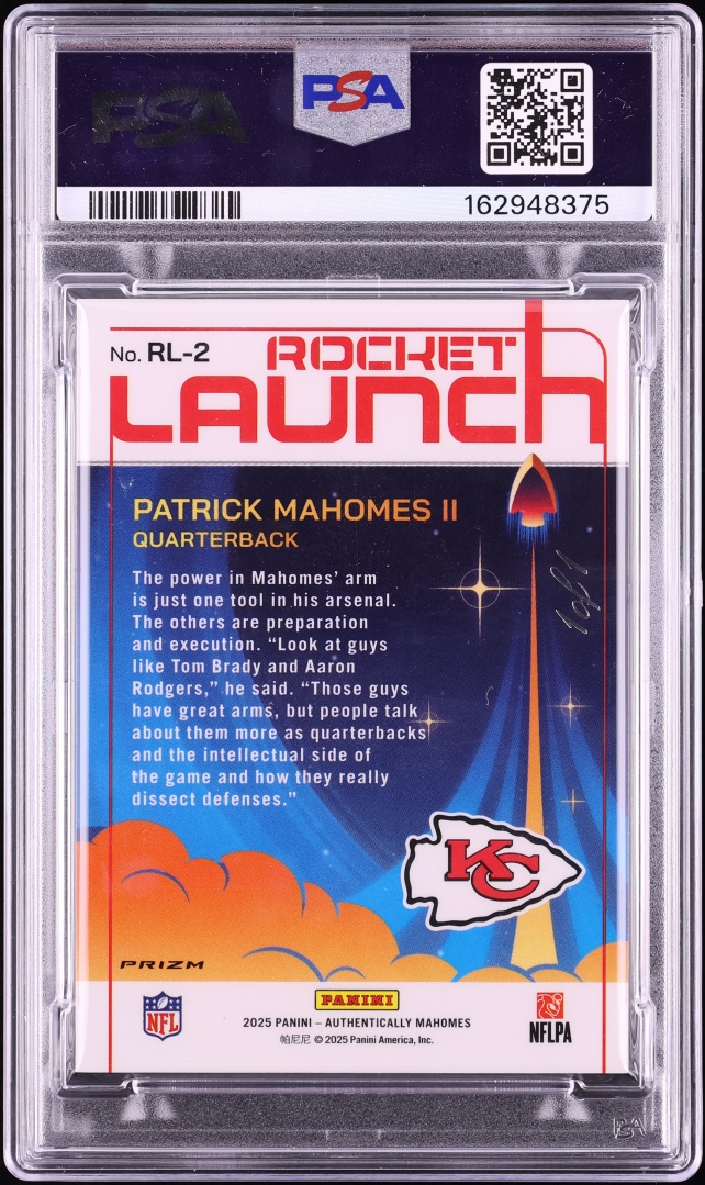 2025 Panini Icons Collection Rocket Launch Gold Vinyl Prizm Patrick Mahomes II 1/1 #RL-2 PSA 9 - Photo 2