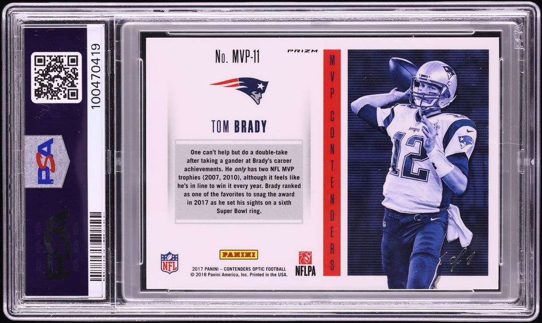 2017 Panini Contenders Optic MVP Gold Vinyl Prizm Tom Brady 1/1 #MVP-11 PSA 8 NM-MT - Photo 2
