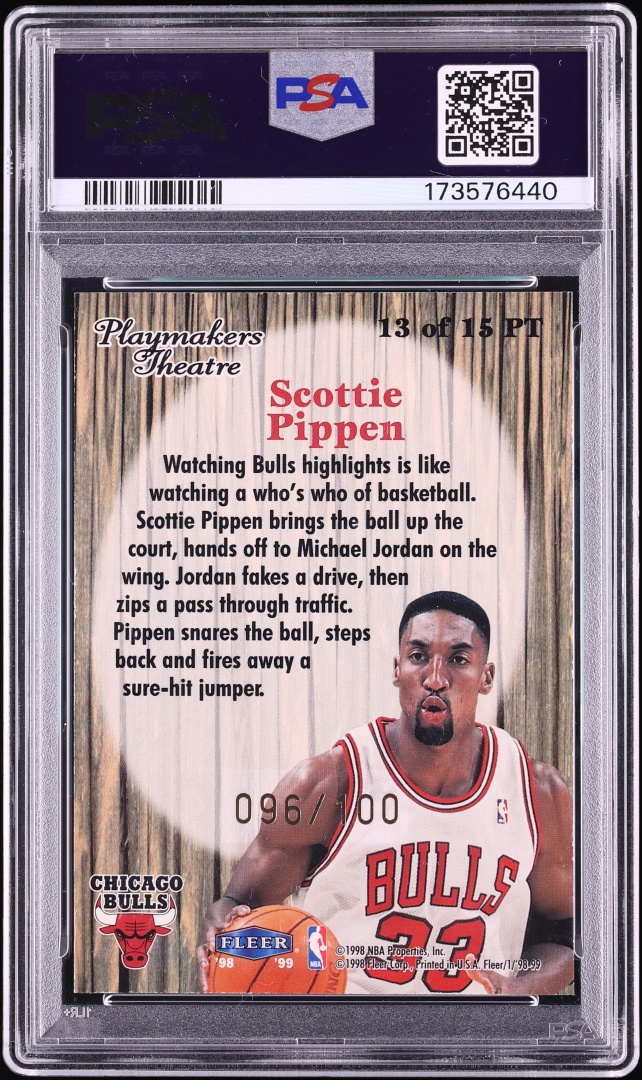 1998 Fleer Tradition Playmakers Theatre Scottie Pippen /100 #13 PSA 8.5 NM-MT+ - Photo 2