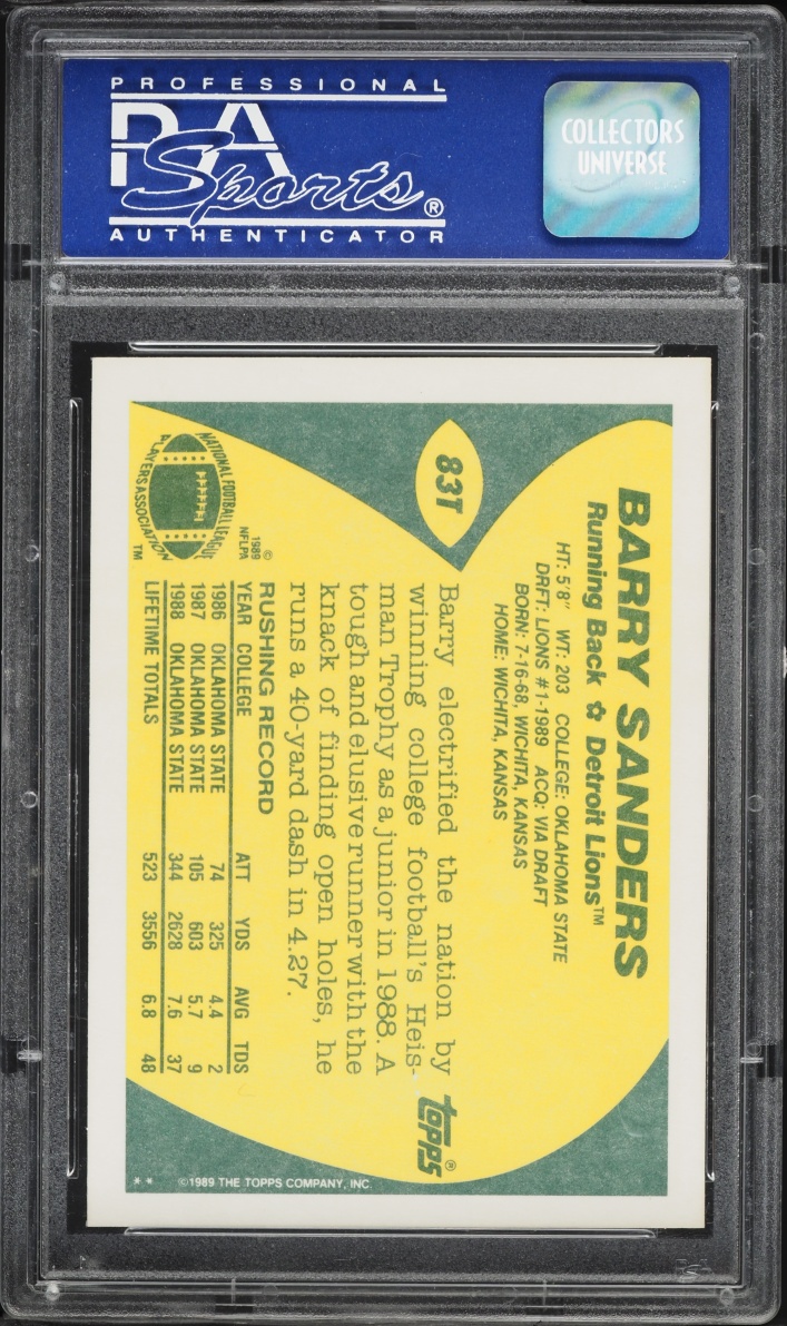 1989 Topps Traded Barry Sanders ROOKIE #83T PSA 9 MINT