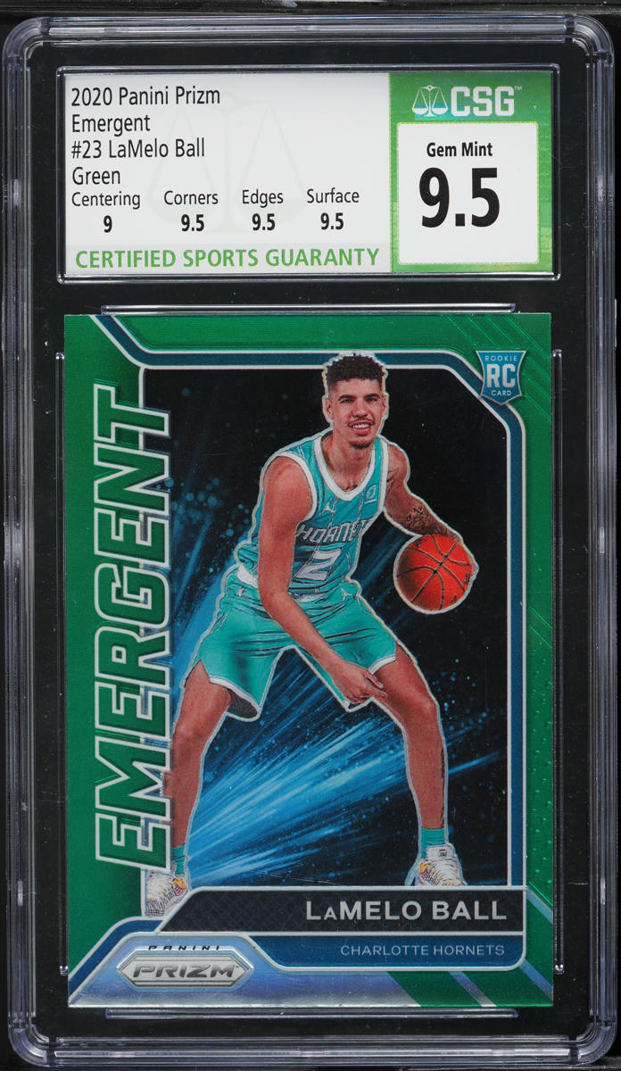2020 Panini Prizm Emergent Green LaMelo Ball ROOKIE #23 CSG 9.5 GEM MINT