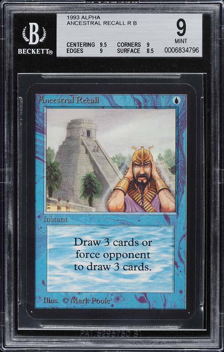 1993 Magic The Gathering MTG Alpha Ancestral Recall BGS 9 MINT