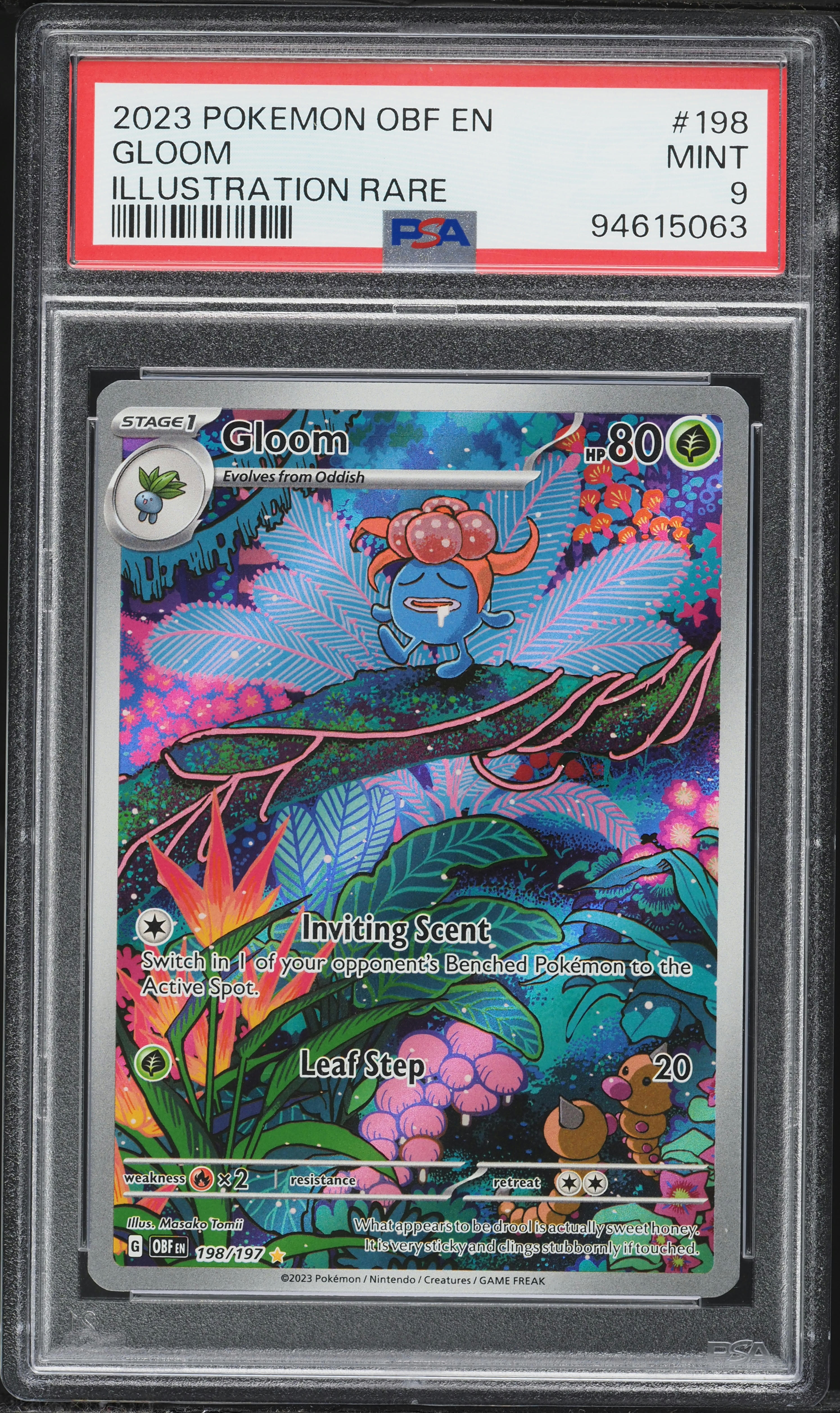 2023 Pokemon Scarlet & Violet Obsidian Flames IR Gloom #198 PSA 9 MINT