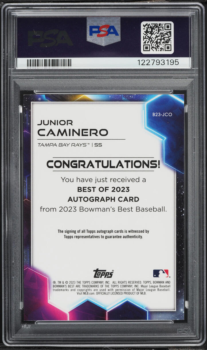 2023 Bowman's Best Of '23 Junior Caminero PROSPECT AUTO #B23-JCO PSA 10 GEM MINT
