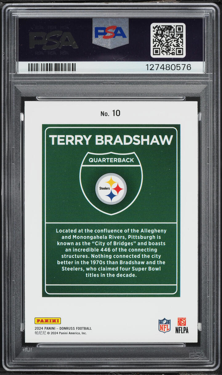 2024 Donruss Downtown Terry Bradshaw #10 PSA 8 NM-MT