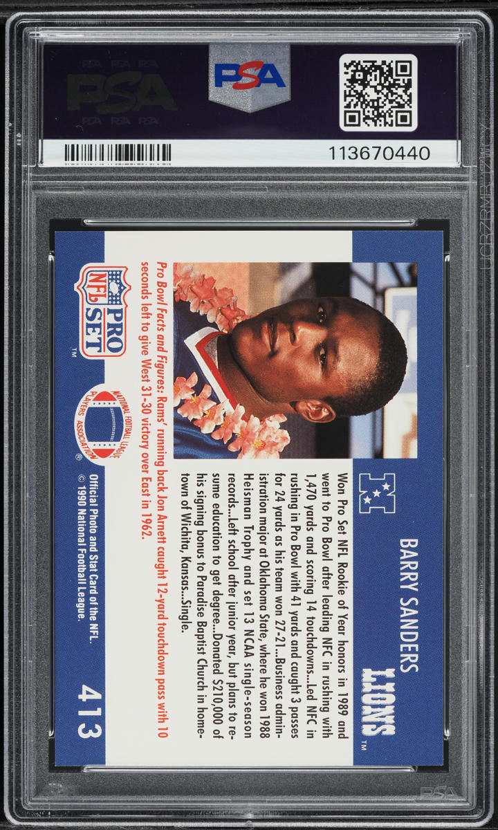 1990 Pro Set Football Barry Sanders #413 PSA 7 NRMT
