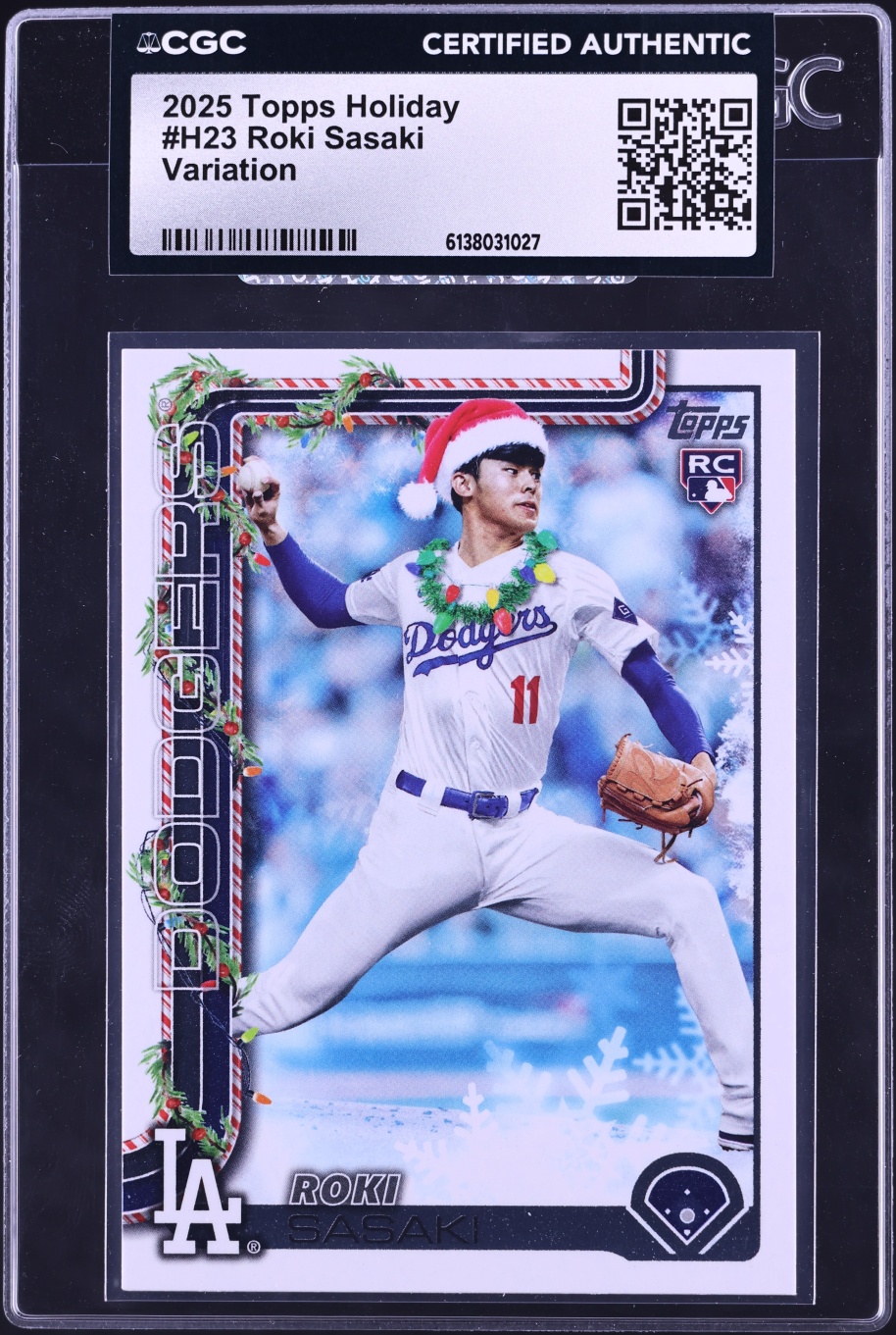 2025 Topps Holiday Variation Roki Sasaki ROOKIE #H23 CGC AUTH