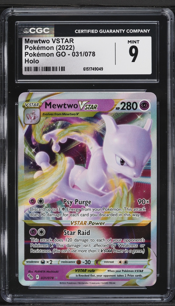 2022 Pokemon Japanese Sword & Shield Pokemon GO Holo Mewtwo VSTAR #31 CGC 9 MINT