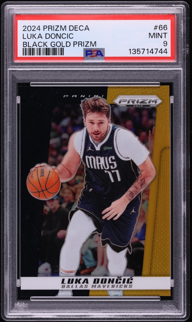 2024 Panini Prizm Deca Black Gold Luka Doncic 5/5 #66 PSA 9 MINT - Photo 1