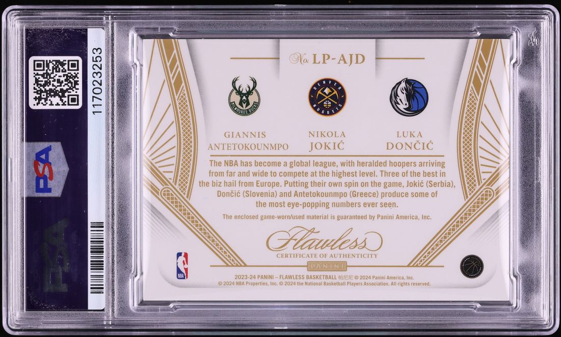 2023 Panini Flawless Legacy Antetokounmpo Jokic Luka Doncic PATCH 5/5 #LP-AJD PSA 10 GEM MINT - Photo 2