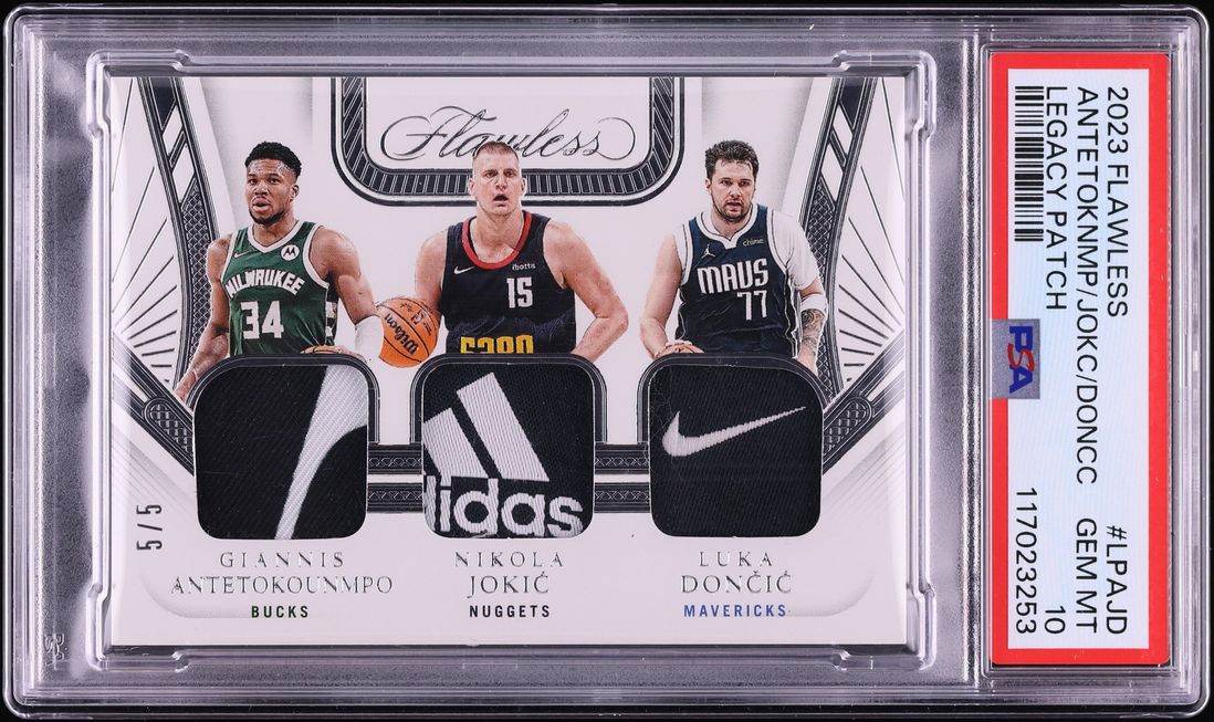 2023 Panini Flawless Legacy Antetokounmpo Jokic Luka Doncic PATCH 5/5 #LP-AJD PSA 10 GEM MINT - Photo 1