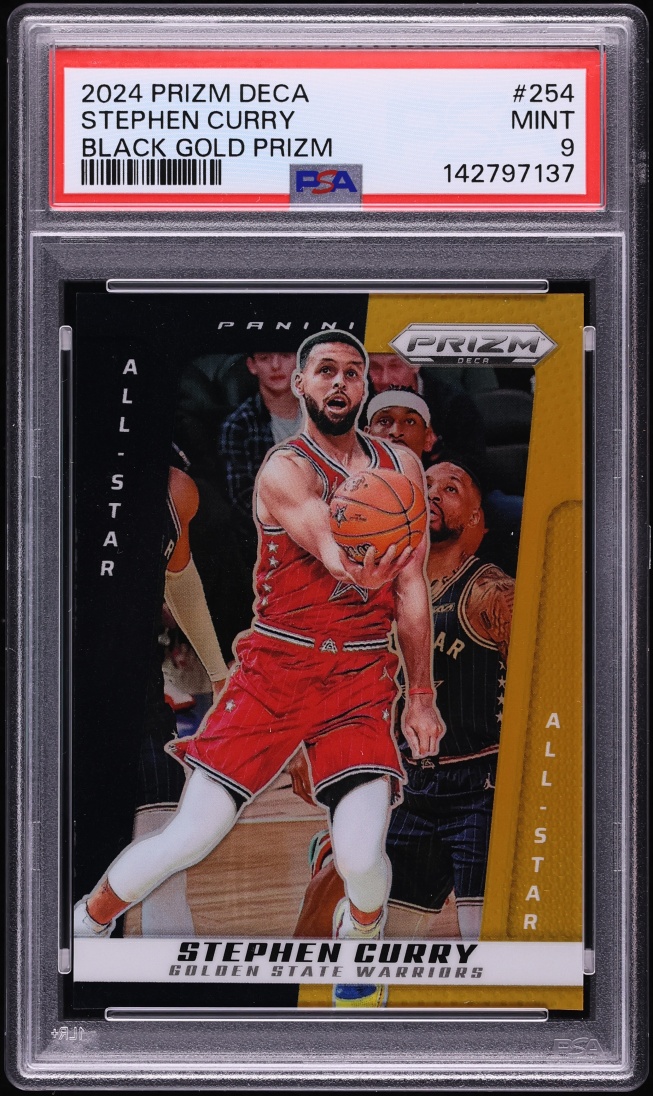 2024 Panini Prizm Deca Black Gold Stephen Curry 5/5 #254 PSA 9 MINT - Photo 1