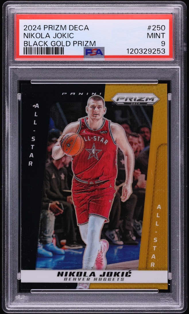 2024 Panini Prizm Deca Black Gold Nikola Jokic 1/5 #250 PSA 9 MINT - Photo 1