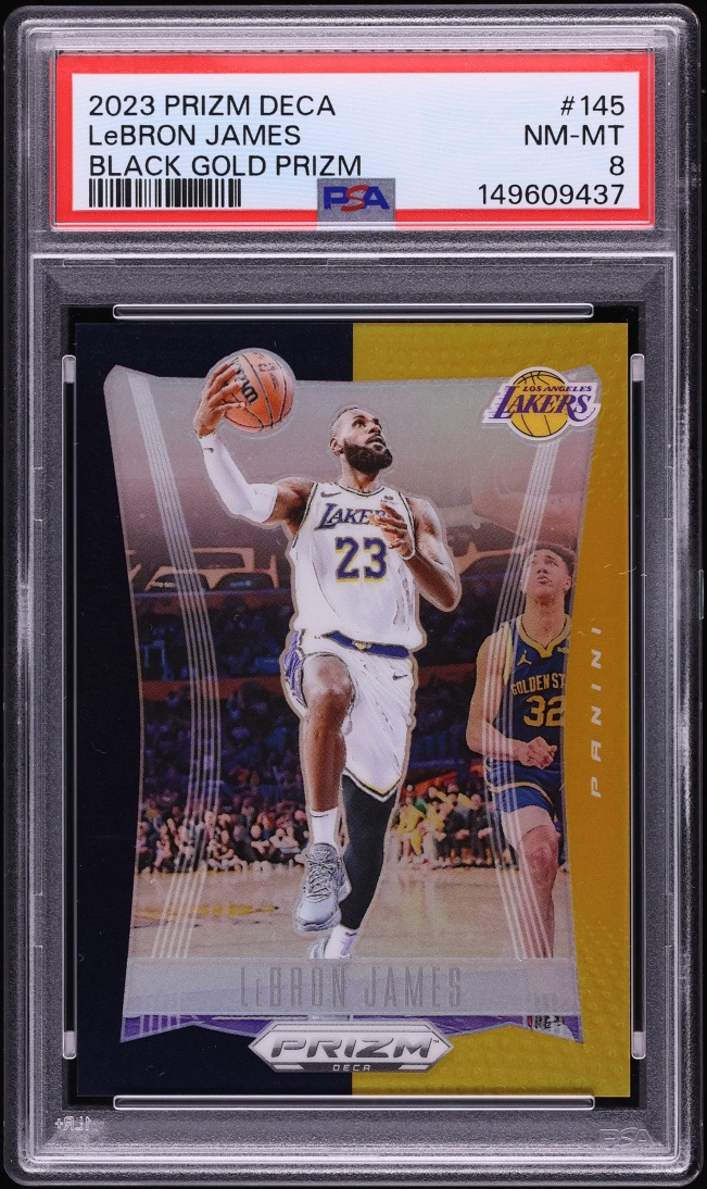 2023 Panini Prizm Deca Black Gold LeBron James /5 #145 PSA 8 NM-MT - Photo 1