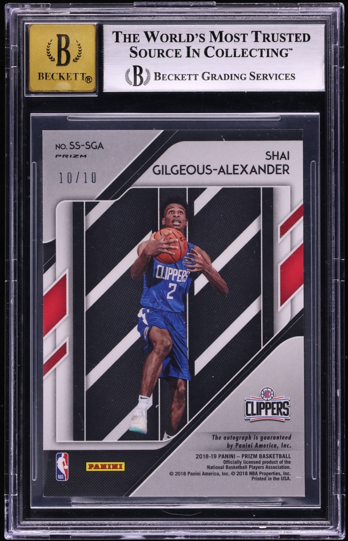 2018 Panini Prizm Sensational Gold Shai Gilgeous-Alexander ROOKIE AUTO 10/10 #71 BGS 8.5 NM-MT+ - Photo 2