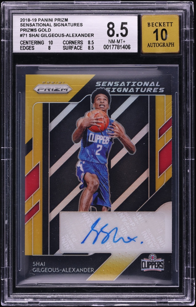 2018 Panini Prizm Sensational Gold Shai Gilgeous-Alexander ROOKIE AUTO 10/10 #71 BGS 8.5 NM-MT+ - Photo 1