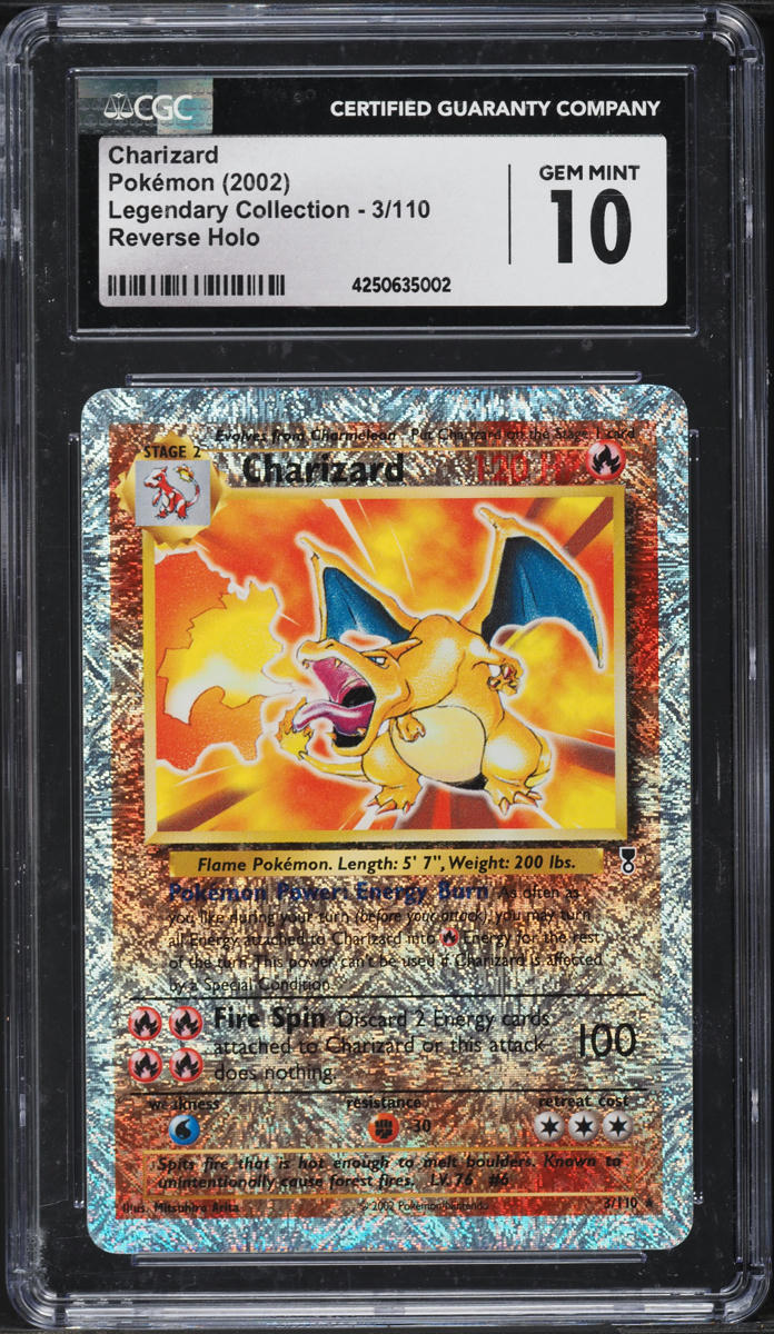 2002 Pokemon Legendary Collection Reverse Holo Charizard #3 CGC 10 GEM MINT